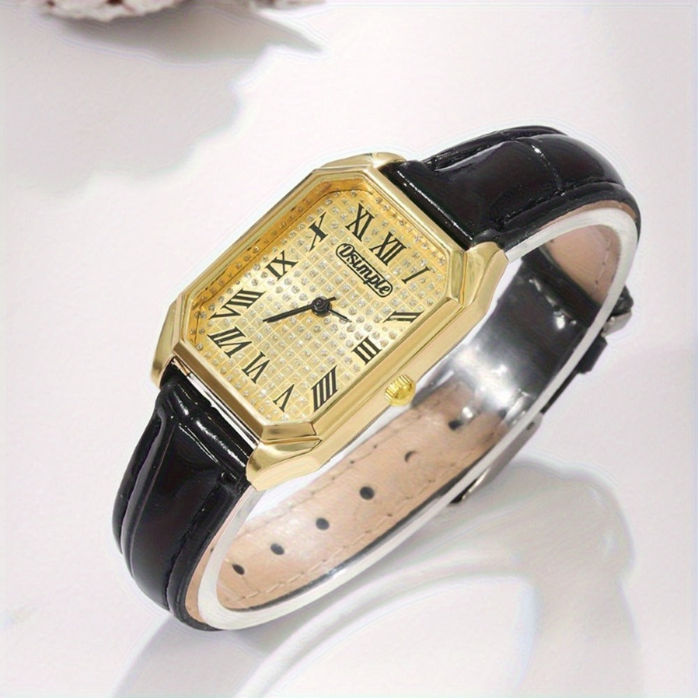 Jewelry Set with Watch - Women 6pcs Elegant Minimalist Quartz Square Dial Ladies with Heart Pendant - product detail view 51