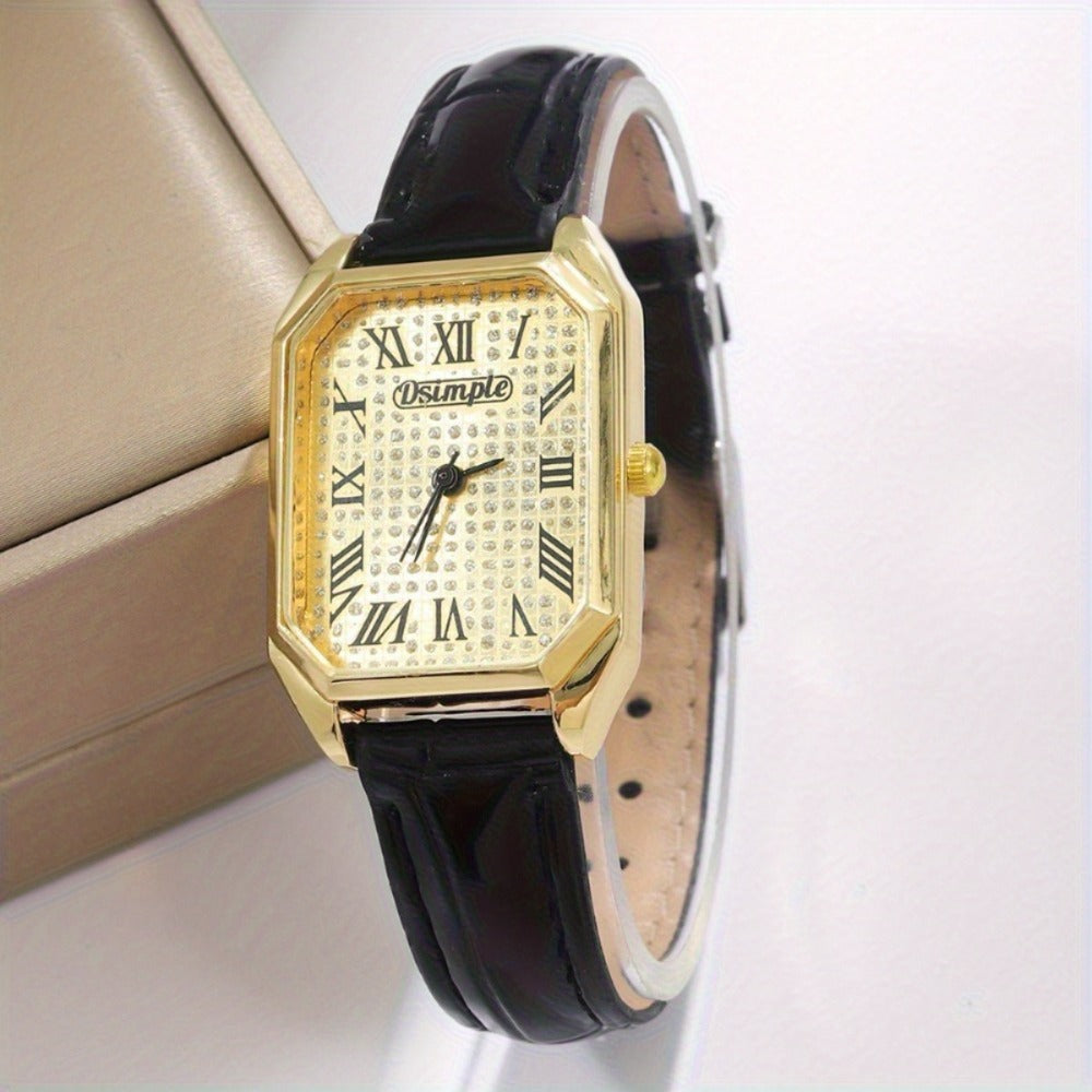 Jewelry Set with Watch - Women 6pcs Elegant Minimalist Quartz Square Dial Ladies with Heart Pendant - product detail view 53