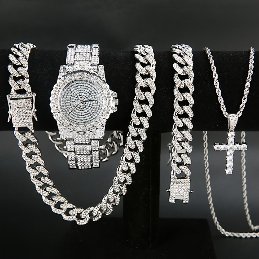 Jewelry Set for Women with Watch - Gold-Tone Watch and Chain, 5 Pieces - product detail view 6