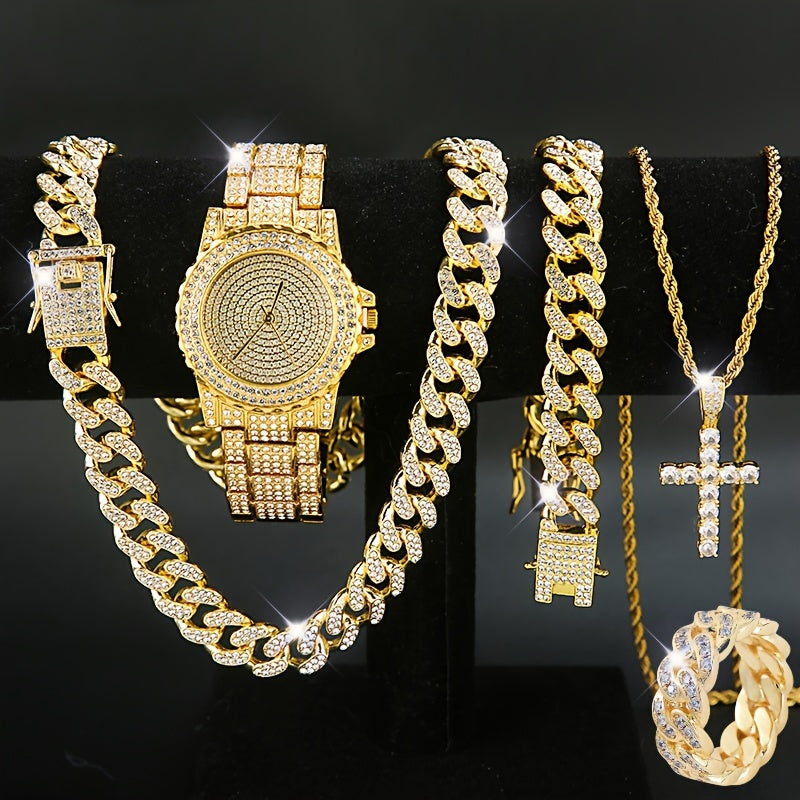 Jewelry Set for Women with Watch - Gold-Tone Watch and Chain, 5 Pieces - product detail view 7