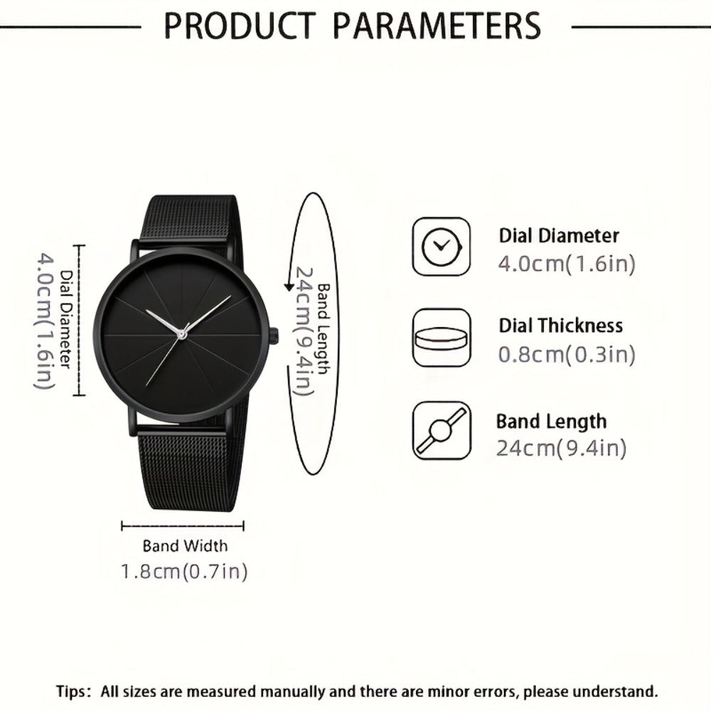 Jewelry Set with Watch - Men's & 4pcs Quartz , Ring, Necklace & Bracelet Fashion Accessory Bundle - product detail view 3