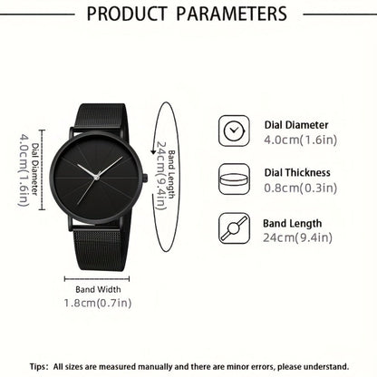 Jewelry Set with Watch - Men's & 4pcs Quartz , Ring, Necklace & Bracelet Fashion Accessory Bundle - product detail view 3
