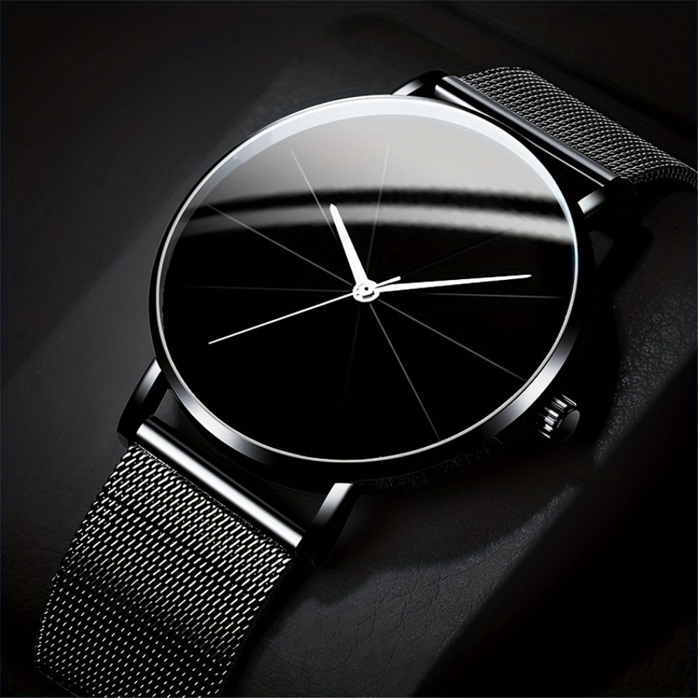 Jewelry Set with Watch - Men's & 4pcs Quartz , Ring, Necklace & Bracelet Fashion Accessory Bundle - product detail view 8