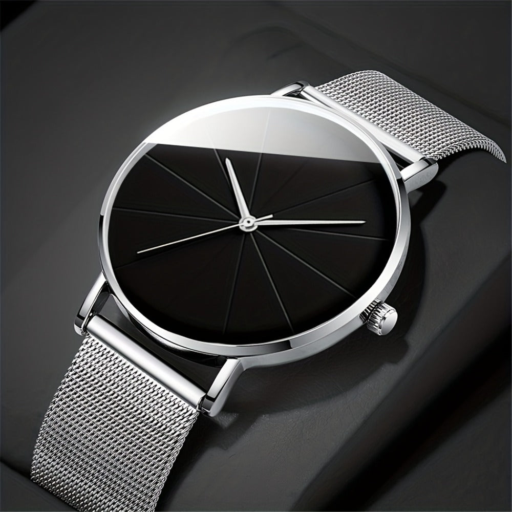 Jewelry Set with Watch - Men's & 4pcs Quartz , Ring, Necklace & Bracelet Fashion Accessory Bundle - product detail view 10