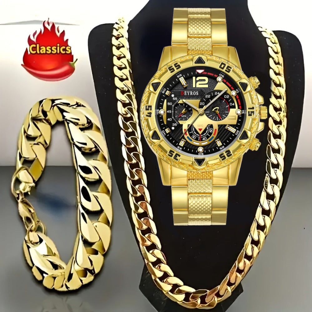 Jewelry Set with Watch - Men's Bracelet Necklace 3pcs Quartz Stainless Steel Casual Sport Fashion - main product view