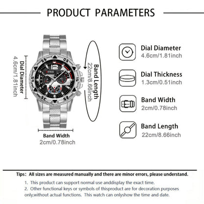 Jewelry Set with Watch - Men's Bracelet Necklace 3pcs Quartz Stainless Steel Casual Sport Fashion - product detail view 3