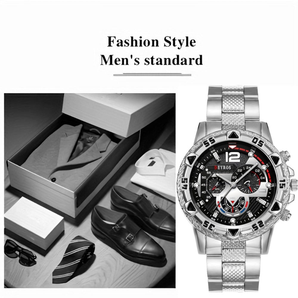 Jewelry Set with Watch - Men's Bracelet Necklace 3pcs Quartz Stainless Steel Casual Sport Fashion - product detail view 4