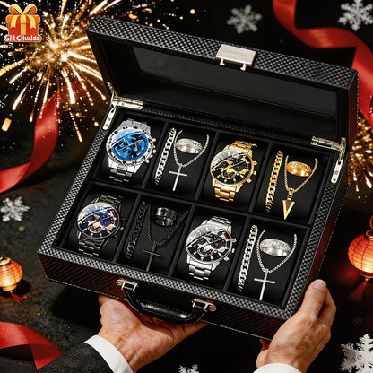 Jewelry Set with Watch - Men's & Gift 16pcs 4 Quartz Analog Watches + 12pcs Bracelet Necklace Ring - main product view