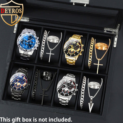 Jewelry Set with Watch - Men's & Gift 16pcs 4 Quartz Analog Watches + 12pcs Bracelet Necklace Ring - product detail view 4