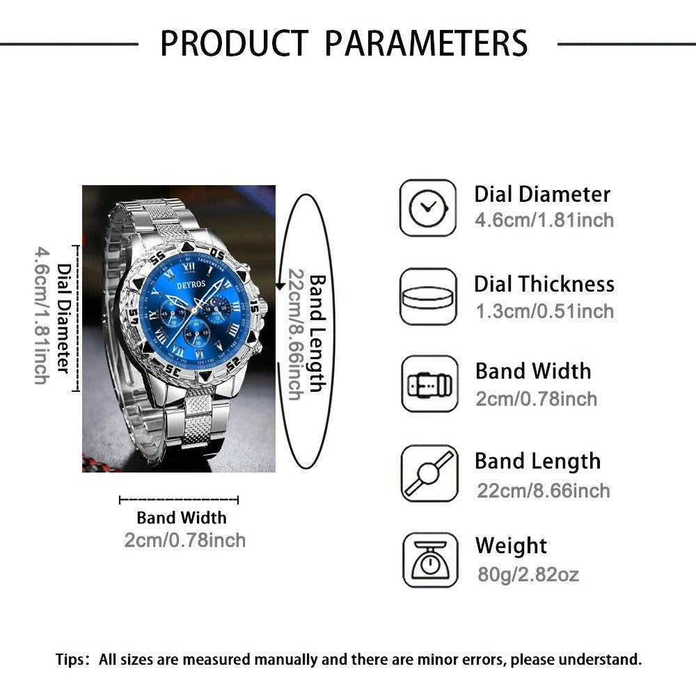 Jewelry Set with Watch - Men's & Gift 16pcs 4 Quartz Analog Watches + 12pcs Bracelet Necklace Ring - product detail view 7