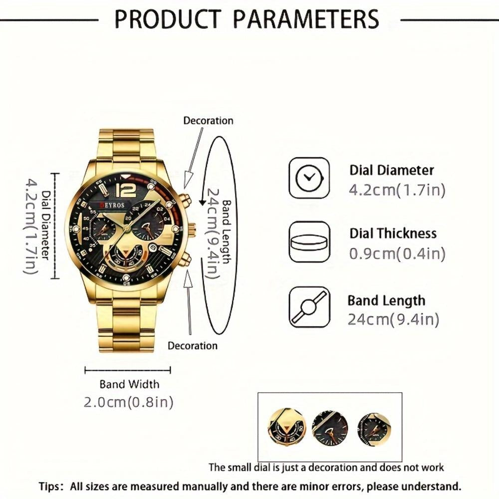 Jewelry Set with Watch - Men's & Gift 16pcs 4 Quartz Analog Watches + 12pcs Bracelet Necklace Ring - product detail view 9