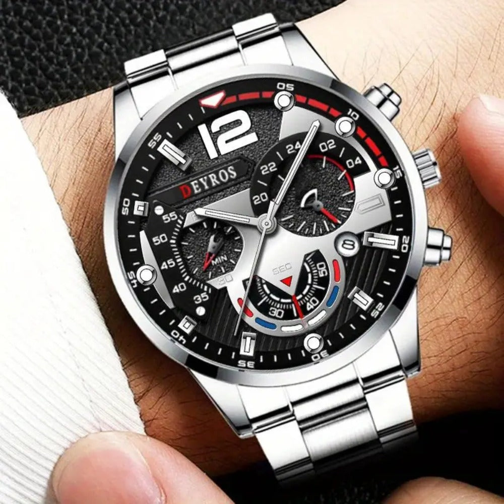 Jewelry Set with Watch - Men's & Gift 16pcs 4 Quartz Analog Watches + 12pcs Bracelet Necklace Ring - product detail view 13