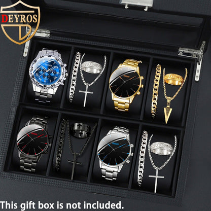 Jewelry Set with Watch - Men's & Gift 16pcs 4 Quartz Analog Watches + 12pcs Bracelet Necklace Ring - product detail view 21