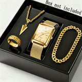 golden watch +Necklace set