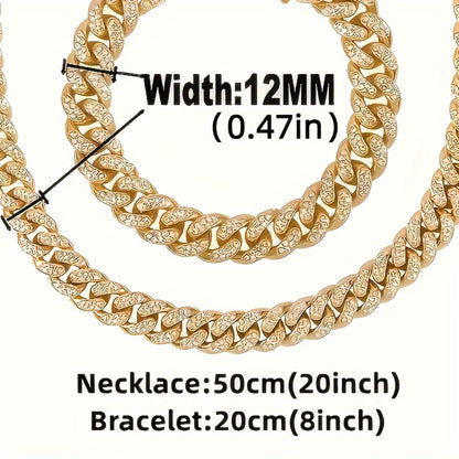 Jewelry Set with Watch - Men's Punk & 4-Piece Quartz , Cuban Chain Necklace, Bracelet & Cross - product detail view 4