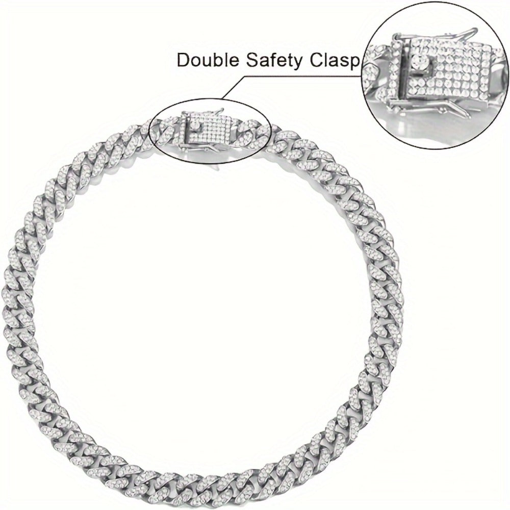 Jewelry Set with Watch - Men's Punk & 4-Piece Quartz , Cuban Chain Necklace, Bracelet & Cross - product detail view 8