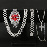 4pcs silvery red