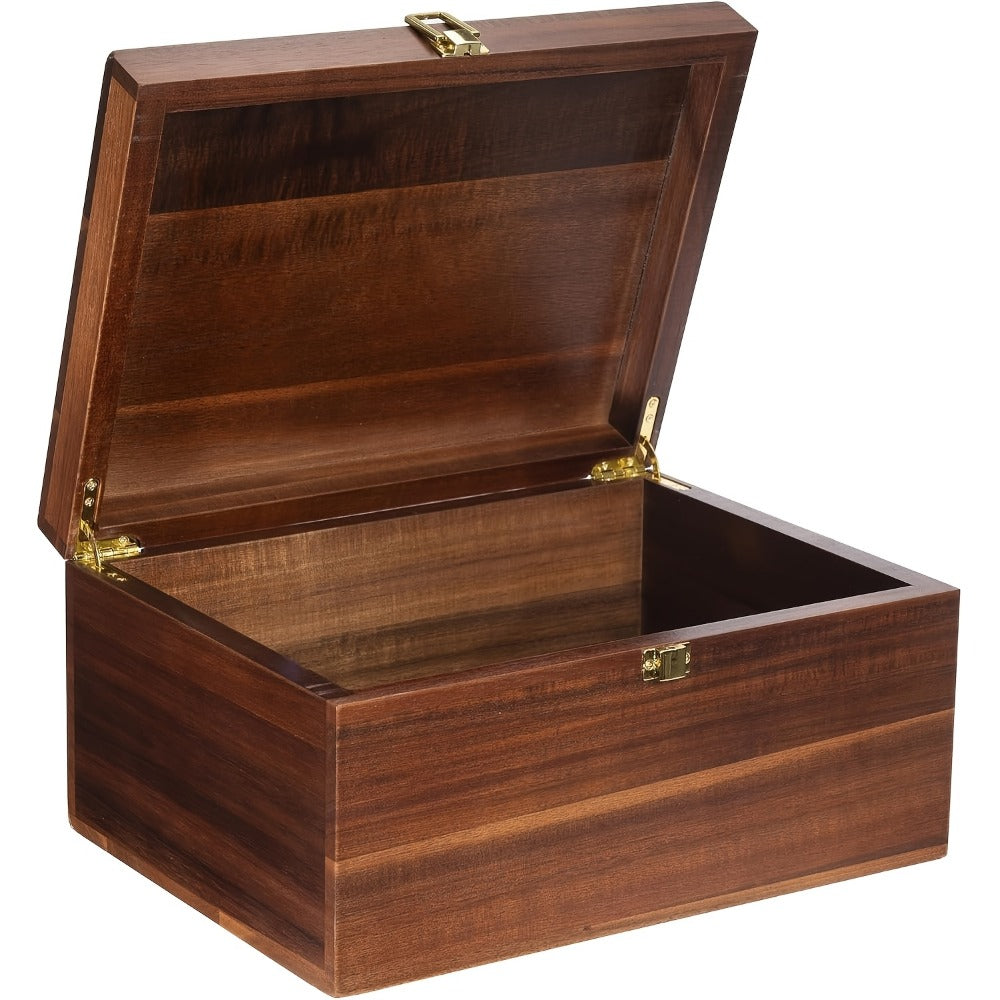 Keepsake and Memory Boxes, Acacia Wood Keepsake Box with Hinged Lid & Latch - 10.6x7x4" shown in the main product view