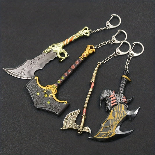 Keychain - Axe Men Fantasy Viking Battle Axe Pendant Zinc Alloy with Iron Chain & - main product view