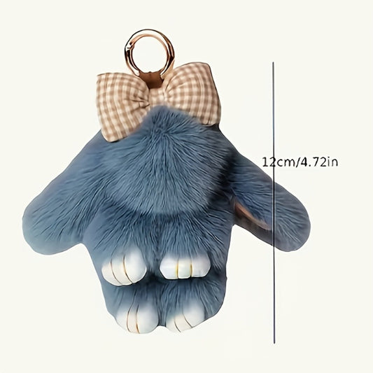 Keychain - Bunny Set 4 Pack | Soft Fluffy Plush Rabbit Pendant Bag Charm in Pastel - product detail view 2