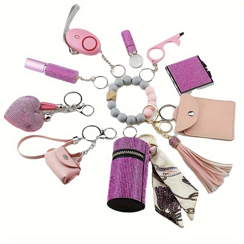 Keychain - Charm Set 11 Pcs - Light Up Perfume Bottle Heart Tassel Bag Charms with - product detail view 2