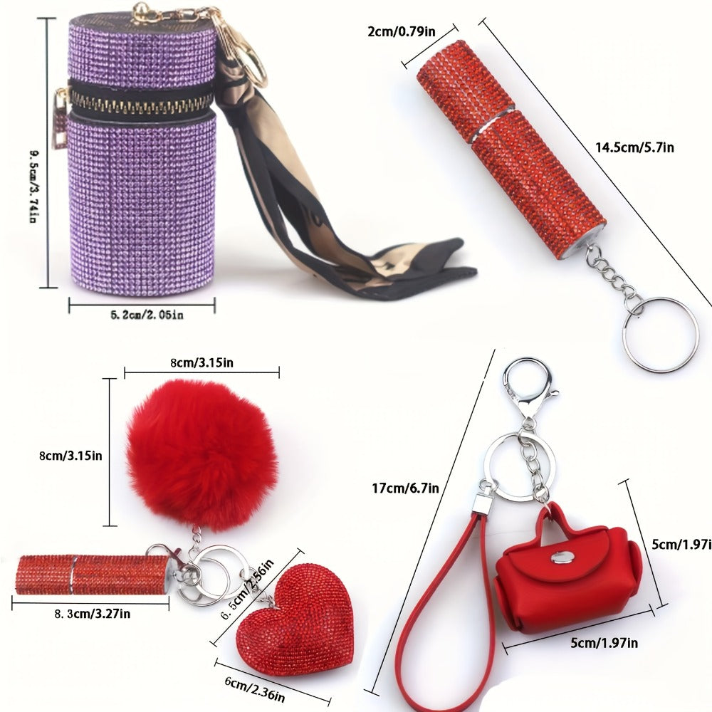 Keychain - Charm Set 11 Pcs - Light Up Perfume Bottle Heart Tassel Bag Charms with - product detail view 5