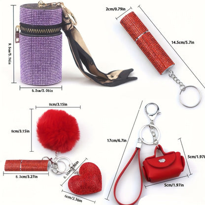 Keychain - Charm Set 11 Pcs - Light Up Perfume Bottle Heart Tassel Bag Charms with - product detail view 5