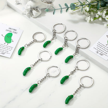 Keychain - Cucumber Bulk 25 Pack | Funny Inspirational Resin with Support Card Cute - product detail view 2