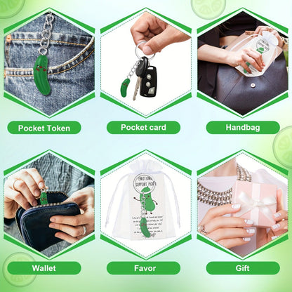 Keychain - Cucumber Bulk 25 Pack | Funny Inspirational Resin with Support Card Cute - product detail view 4