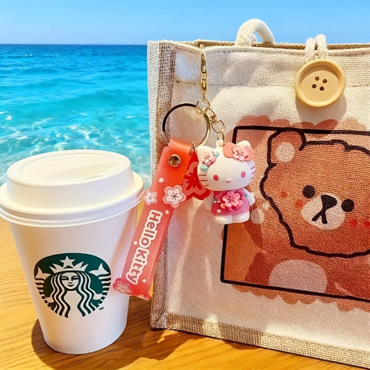 Keychain - Hello Kitty Set 5 Pack | Sanrio Cherry Blossom Series Backpack Charm, Car - product detail view 2