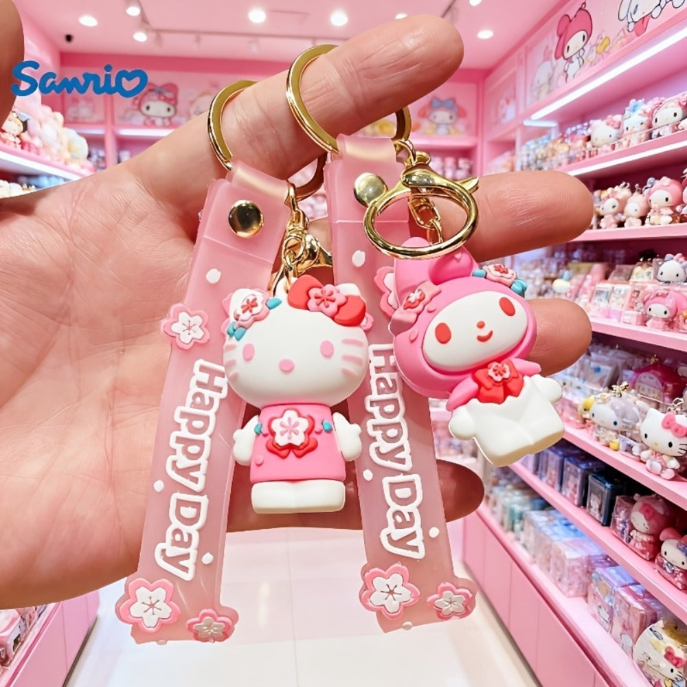 Keychain - Hello Kitty Set 5 Pack | Sanrio Cherry Blossom Series Backpack Charm, Car - product detail view 3