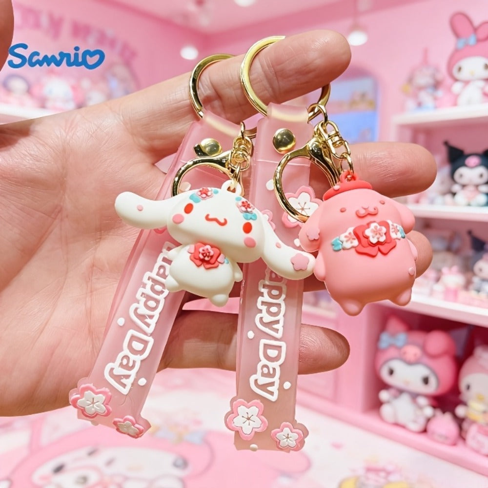 Keychain - Hello Kitty Set 5 Pack | Sanrio Cherry Blossom Series Backpack Charm, Car - product detail view 4