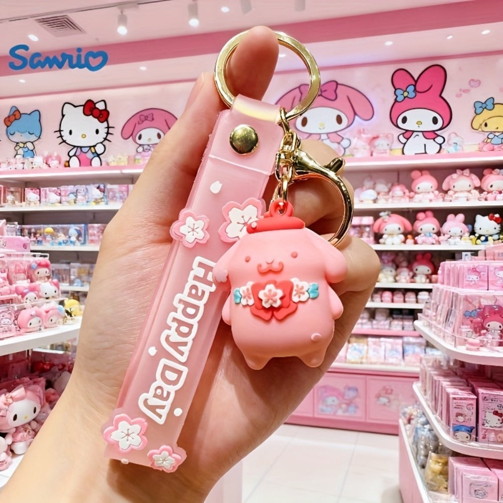 Keychain - Hello Kitty Set 5 Pack | Sanrio Cherry Blossom Series Backpack Charm, Car - product detail view 5
