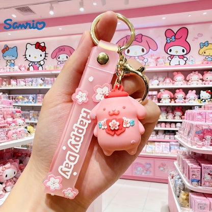 Keychain - Hello Kitty Set 5 Pack | Sanrio Cherry Blossom Series Backpack Charm, Car - product detail view 5