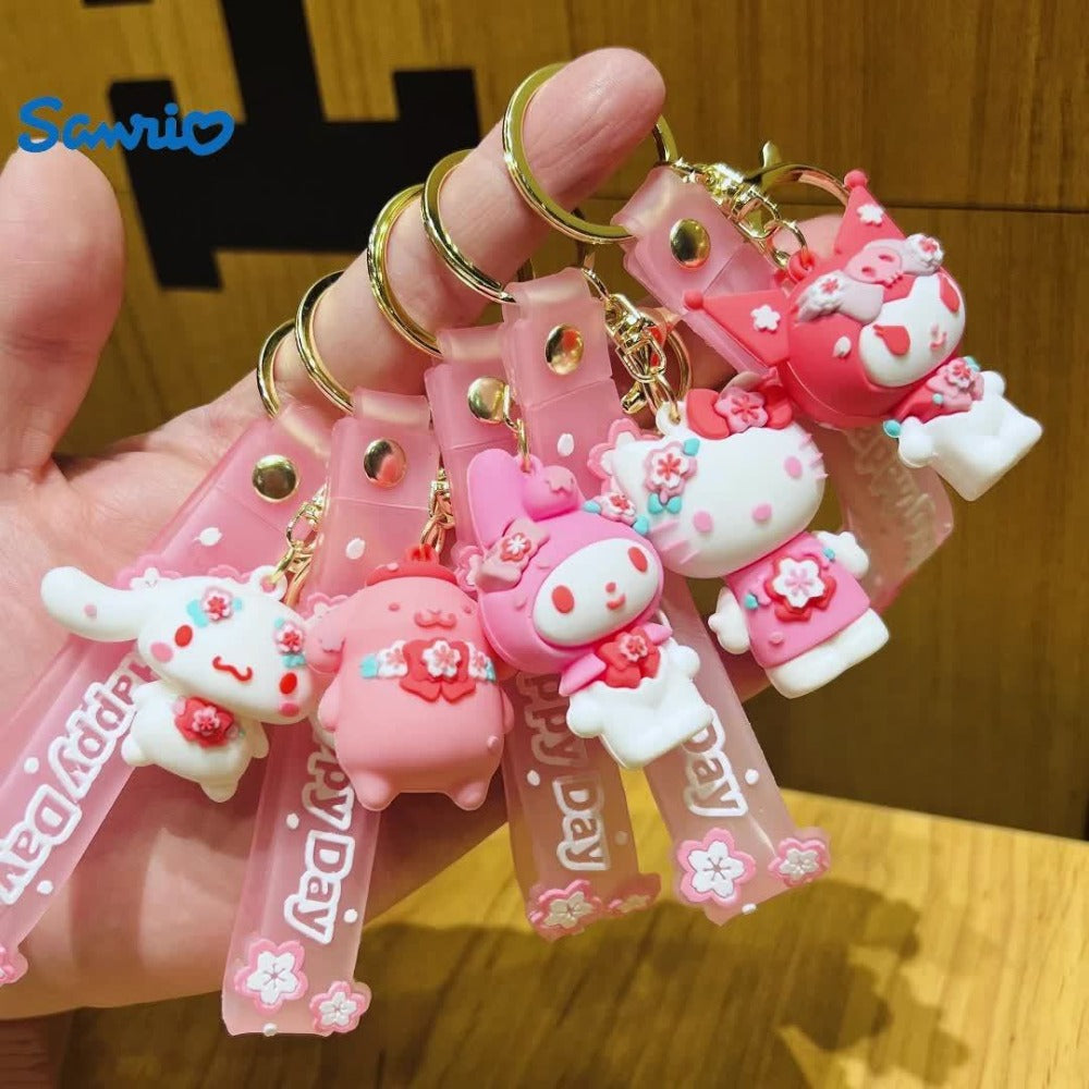Keychain - Hello Kitty Set 5 Pack | Sanrio Cherry Blossom Series Backpack Charm, Car - product detail view 11