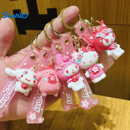 Keychain - Hello Kitty Set 5 Pack | Sanrio Cherry Blossom Series Backpack Charm, Car - product detail view 11