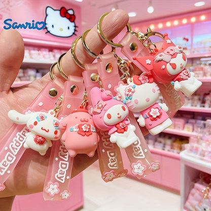 Keychain - Hello Kitty Set 5 Pack | Sanrio Cherry Blossom Series Backpack Charm, Car - product detail view 13