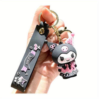 Keychain - Kuromi Pendant | Sanrio Character Doll Key Ring, Cute Anime Charm Hanging - product detail view 3