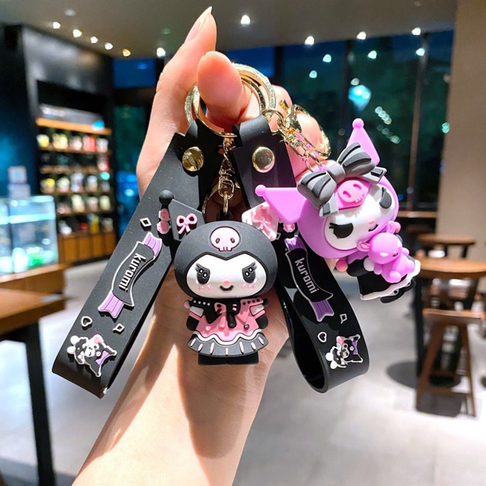 Keychain - Kuromi Pendant | Sanrio Character Doll Key Ring, Cute Anime Charm Hanging - product detail view 4