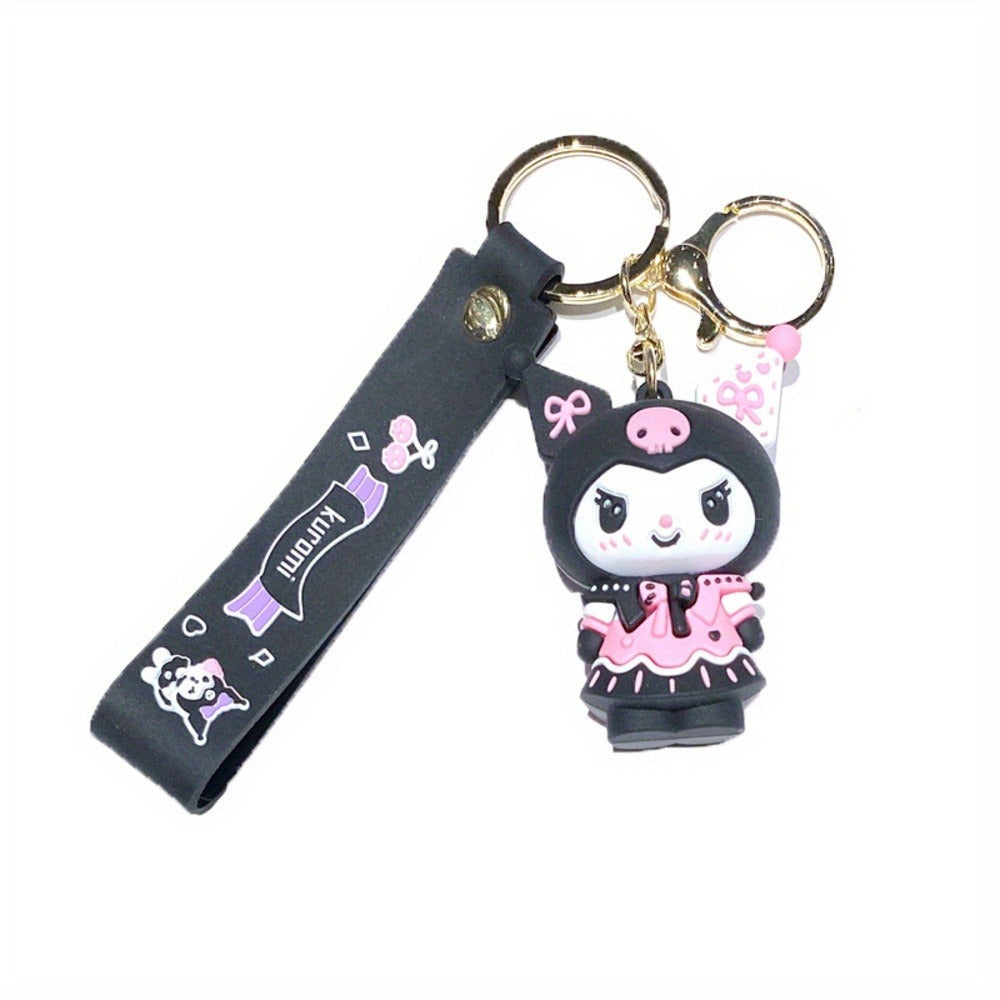 Keychain - Kuromi Pendant | Sanrio Character Doll Key Ring, Cute Anime Charm Hanging - product detail view 6
