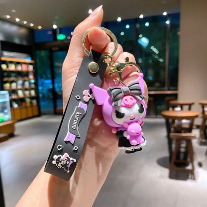 Keychain - Kuromi Pendant | Sanrio Character Doll Key Ring, Cute Anime Charm Hanging - product detail view 7
