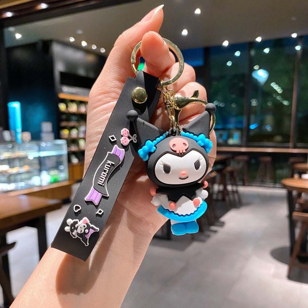 Keychain - Kuromi Pendant | Sanrio Character Doll Key Ring, Cute Anime Charm Hanging - product detail view 12