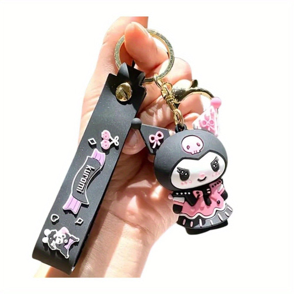 Keychain - Kuromi Pendant | Sanrio Character Doll Key Ring, Cute Anime Charm Hanging - product detail view 14