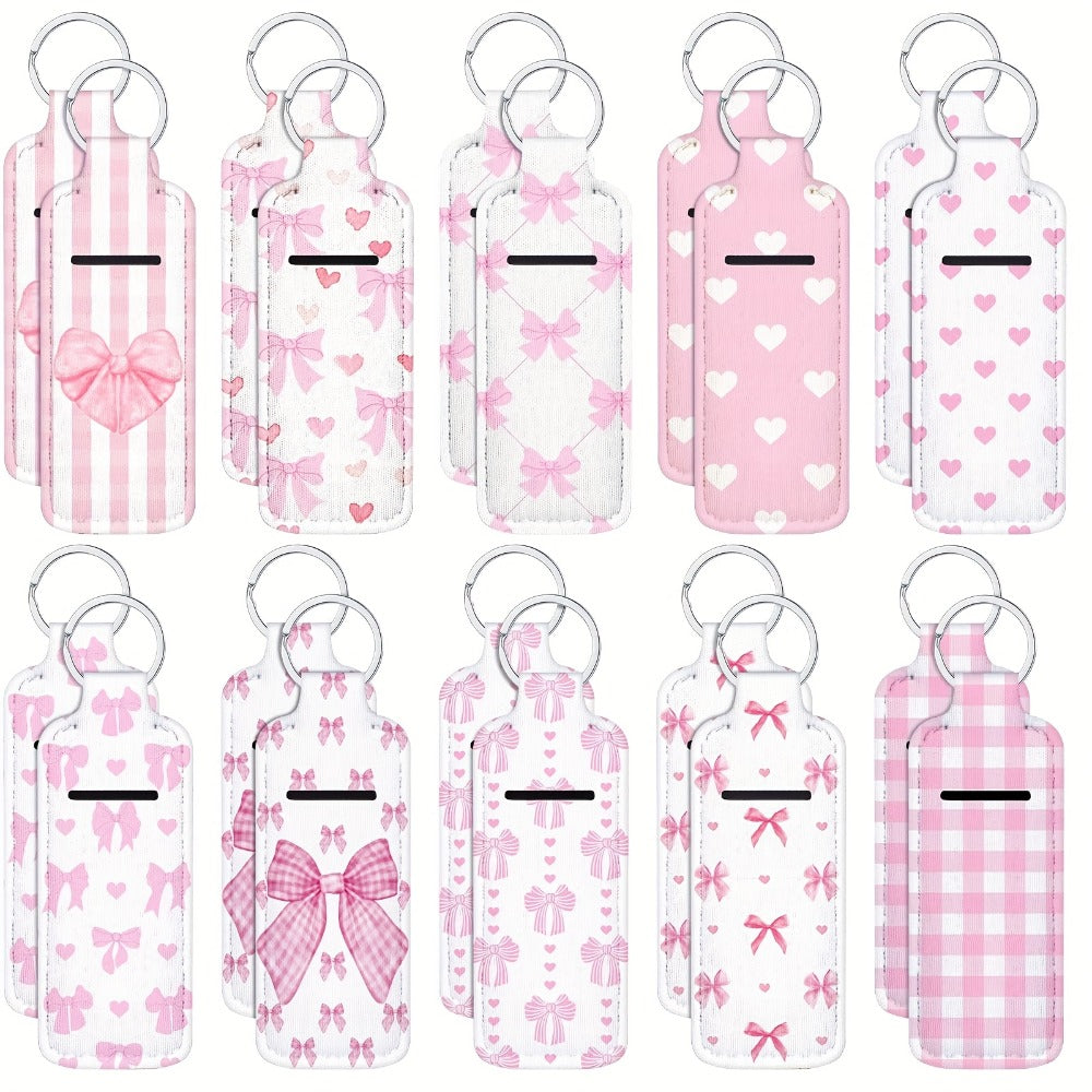 Keychain - Lip Balm Holder Bulk 20pcs Coquette Pink Bow Clip-On Lip Gloss Sleeve - main product view