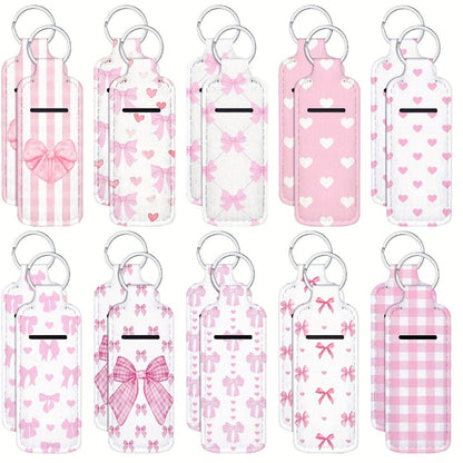 Keychain - Lip Balm Holder Bulk 20pcs Coquette Pink Bow Clip-On Lip Gloss Sleeve - main product view