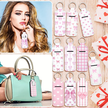 Keychain - Lip Balm Holder Bulk 20pcs Coquette Pink Bow Clip-On Lip Gloss Sleeve - product detail view 4