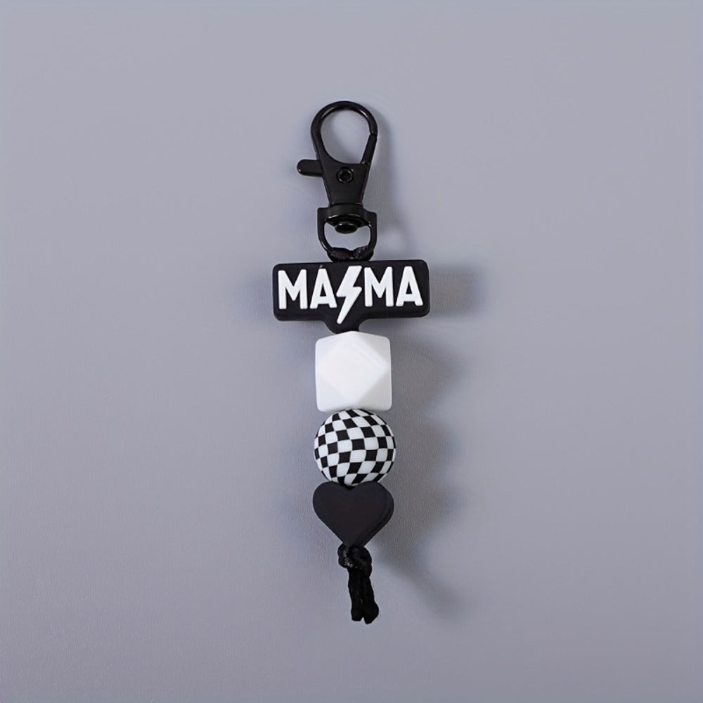 Keychain - MAMA Beaded Set 2 Pcs - Handmade Checkered Bead Keyring for Women Men - product detail view 13