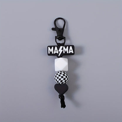 Keychain - MAMA Beaded Set 2 Pcs - Handmade Checkered Bead Keyring for Women Men - product detail view 13