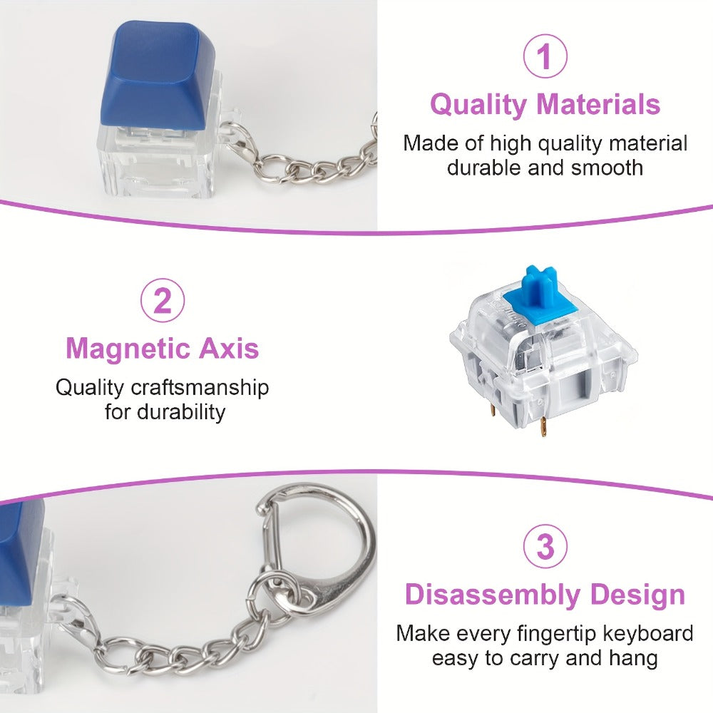 Keychain - Mechanical Keycap Set 28 Pcs - Clicky Fidget Finger Clicker with Audible - product detail view 3