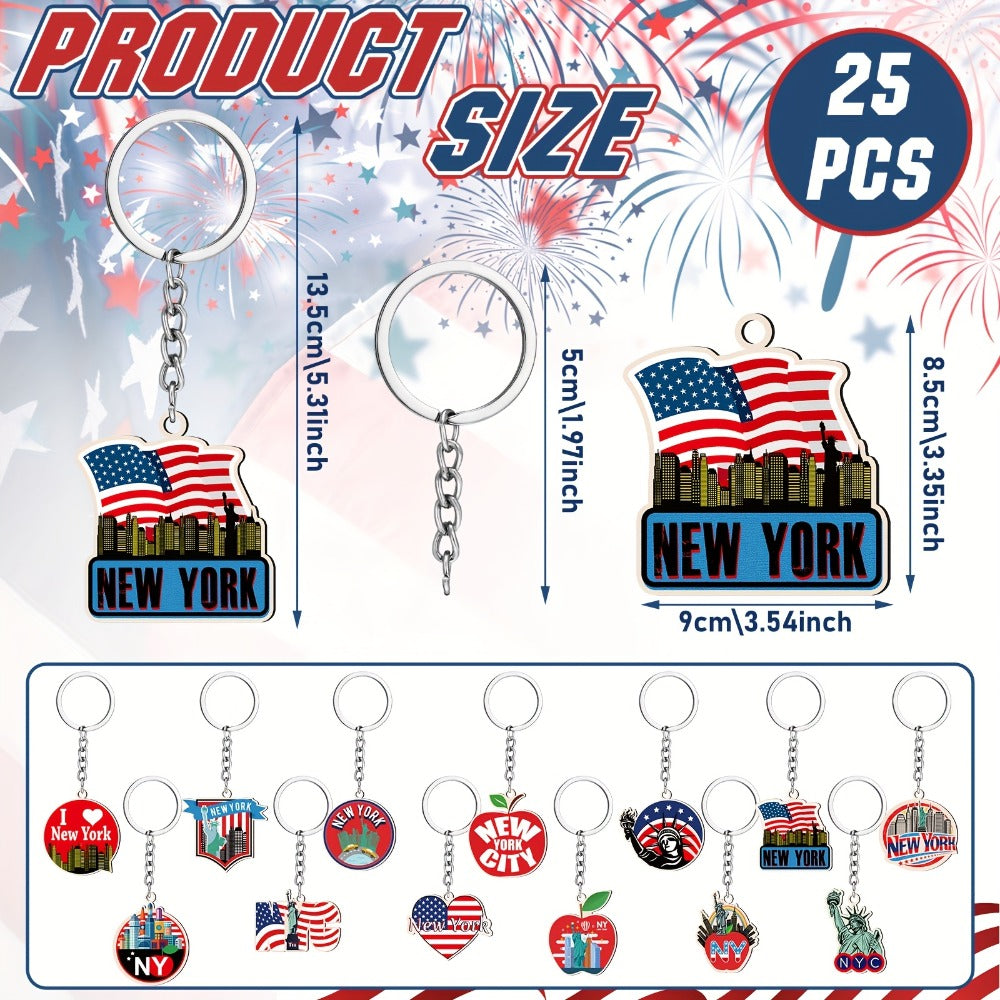 Keychain - NYC Bulk 25 Pack | New York City Metal Souvenir , American Patriotic USA - product detail view 4